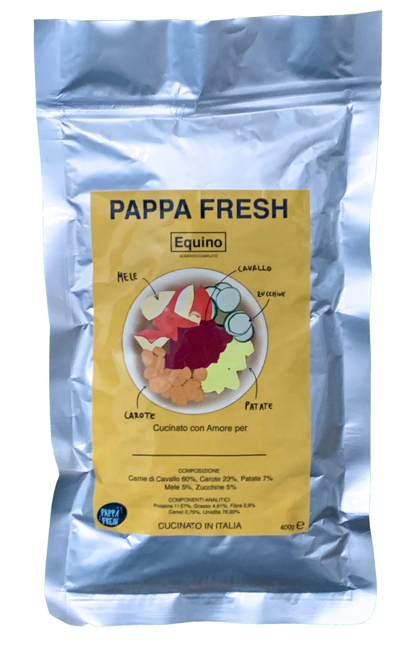 Pappa Fresh Beutel mit Pferd, in Italien mit der Vasocottura-Methode hergestellt