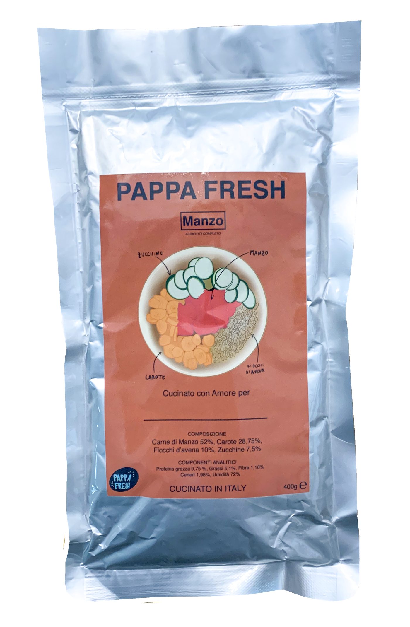 Pappa Fresh Beutel mit Rind, in Italien mit der Vasocottura-Methode hergestellt