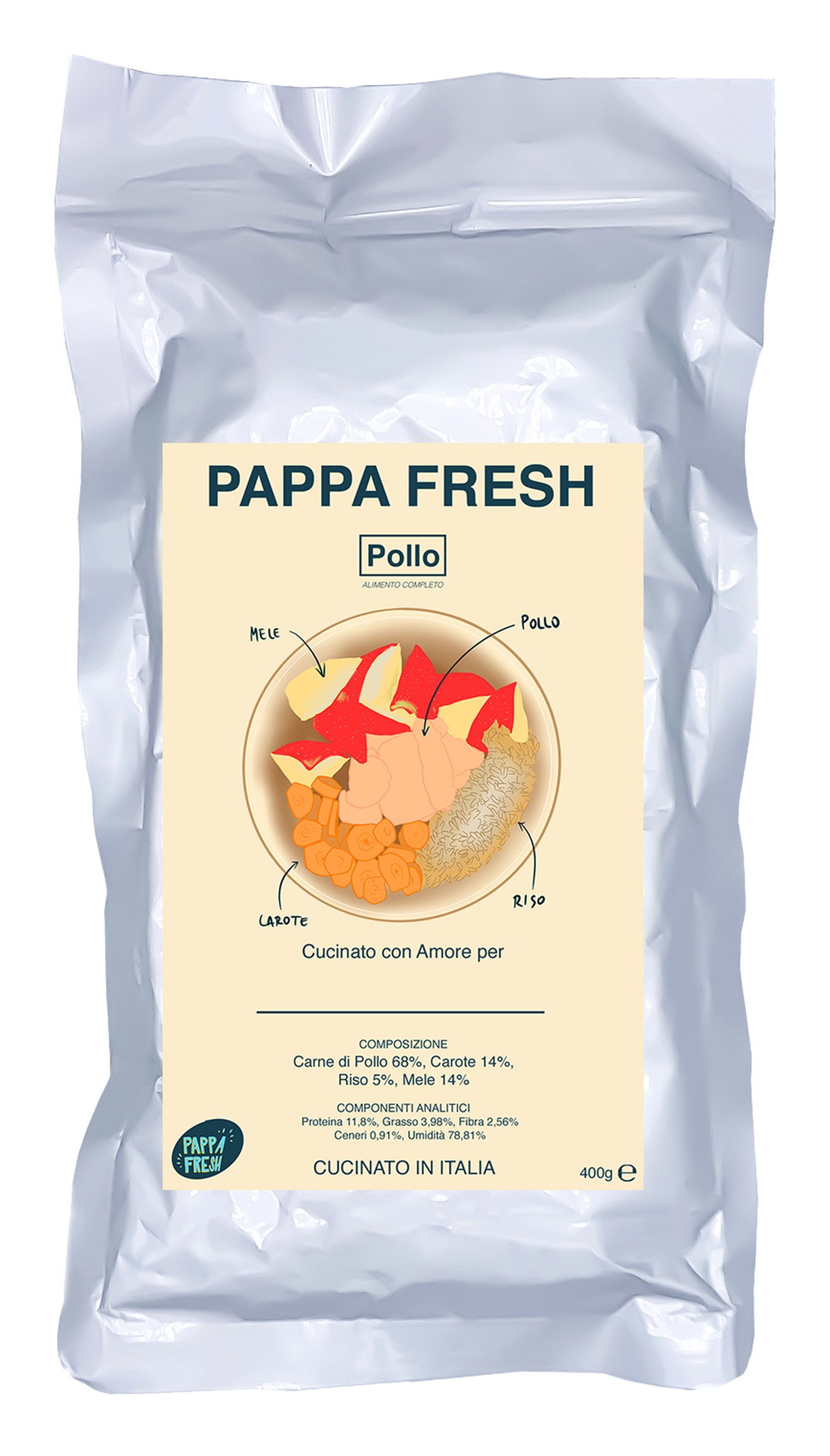 Pappa Fresh Beutel mit Huhn, in Italien mit der Vasocottura-Methode hergestellt