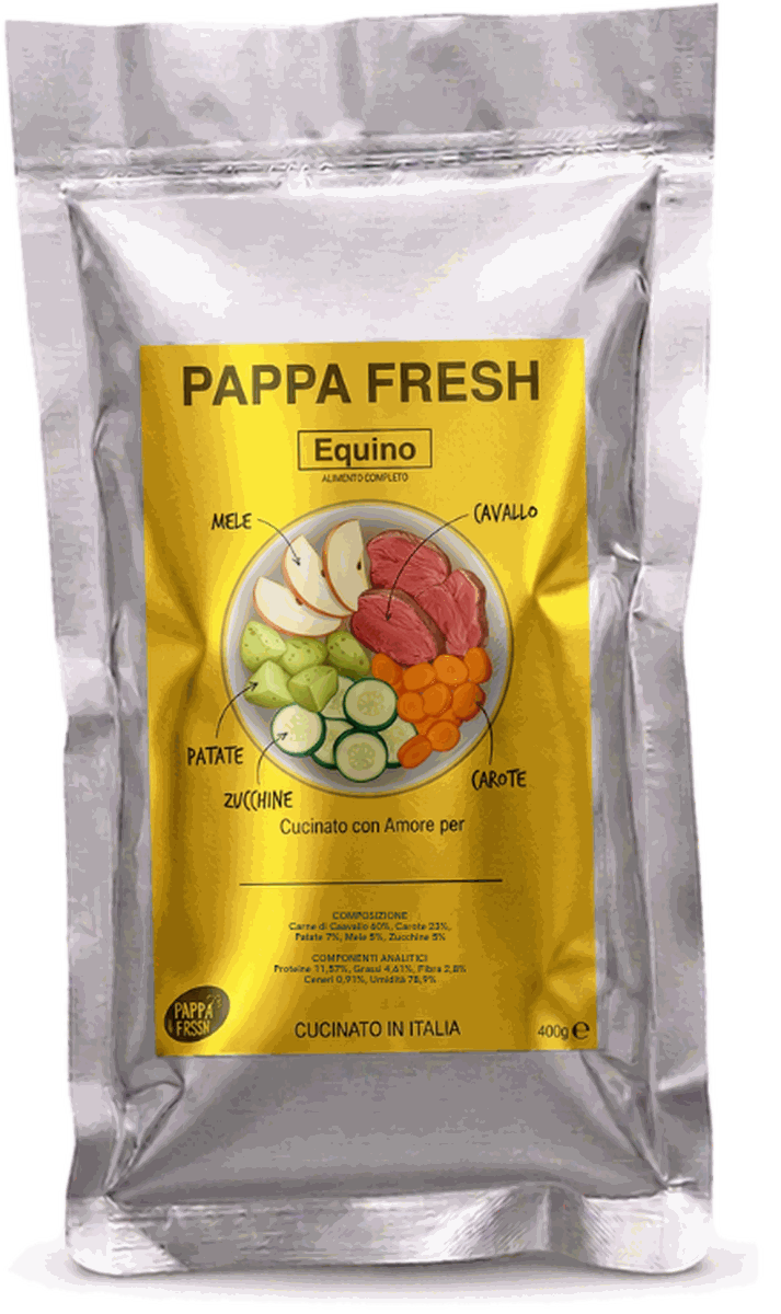 Busta Pappa Fresh Cavallo, prodotta in Italia in vasocottura