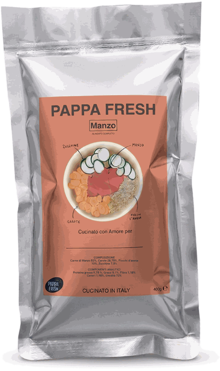 Busta Pappa Fresh Manzo, prodotta in Italia in vasocottura