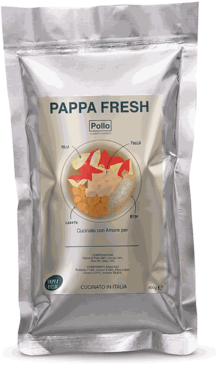 Busta Pappa Fresh Pollo, prodotta in Italia in vasocottura