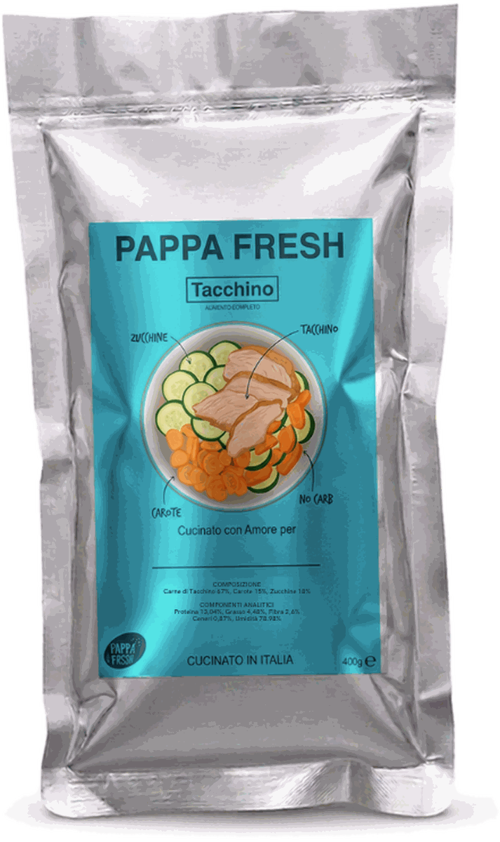 Busta Pappa Fresh Tacchino, prodotta in Italia in vasocottura
